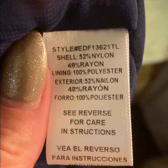 EN CREME navy floral dress with sheer lining SMALL​ - Picture 12 of 12